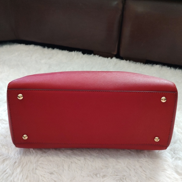 MICHAEL KORS Large Saffiano Leather Satchel Red - Picture 10 of 16